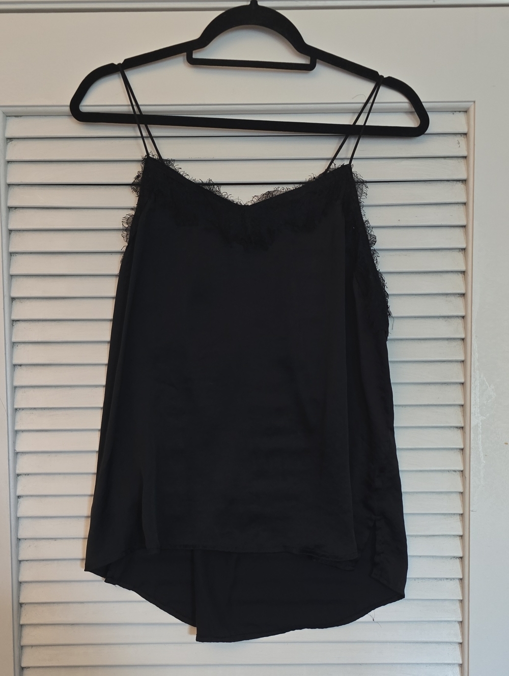 Nine West Black Satin Lace-Trim Camisole